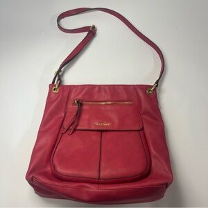 Franco Sarto Burgundy Red Faux Leather Convertible Shoulder Bag Purse